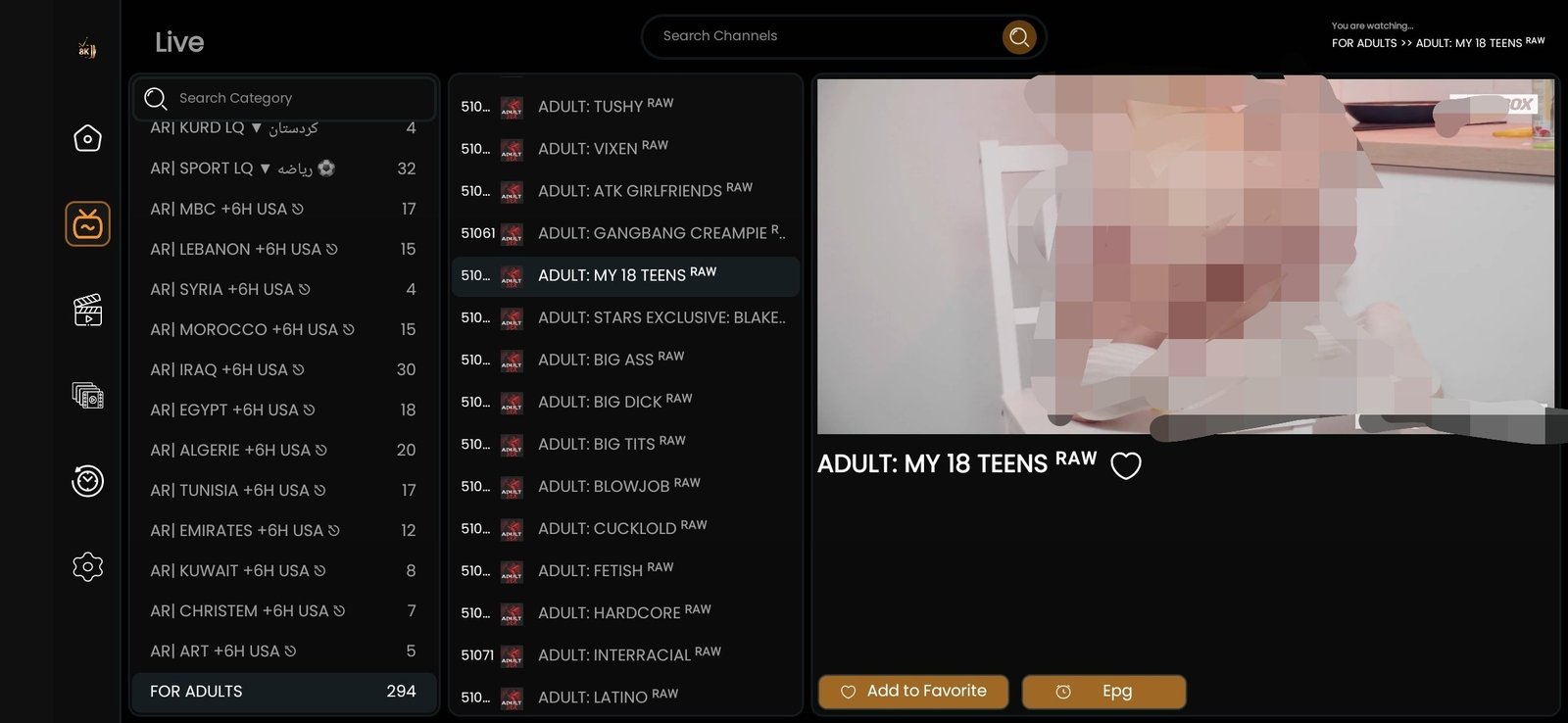 IPTV adult content 4K HD streaming quality Firestick Smart TV