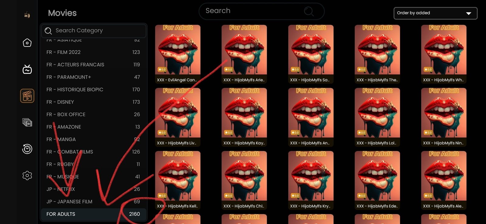 IPTV with adult movies 2160 premium VOD on demand HD 4K